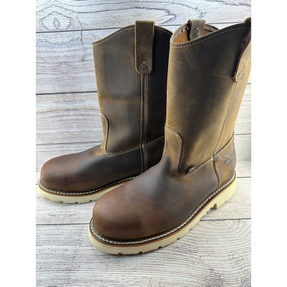 Thorogood USA Pull-On Work Boots Steel Toe EH Wedge Sole Brown Leather Mens 10.5 main image 9
